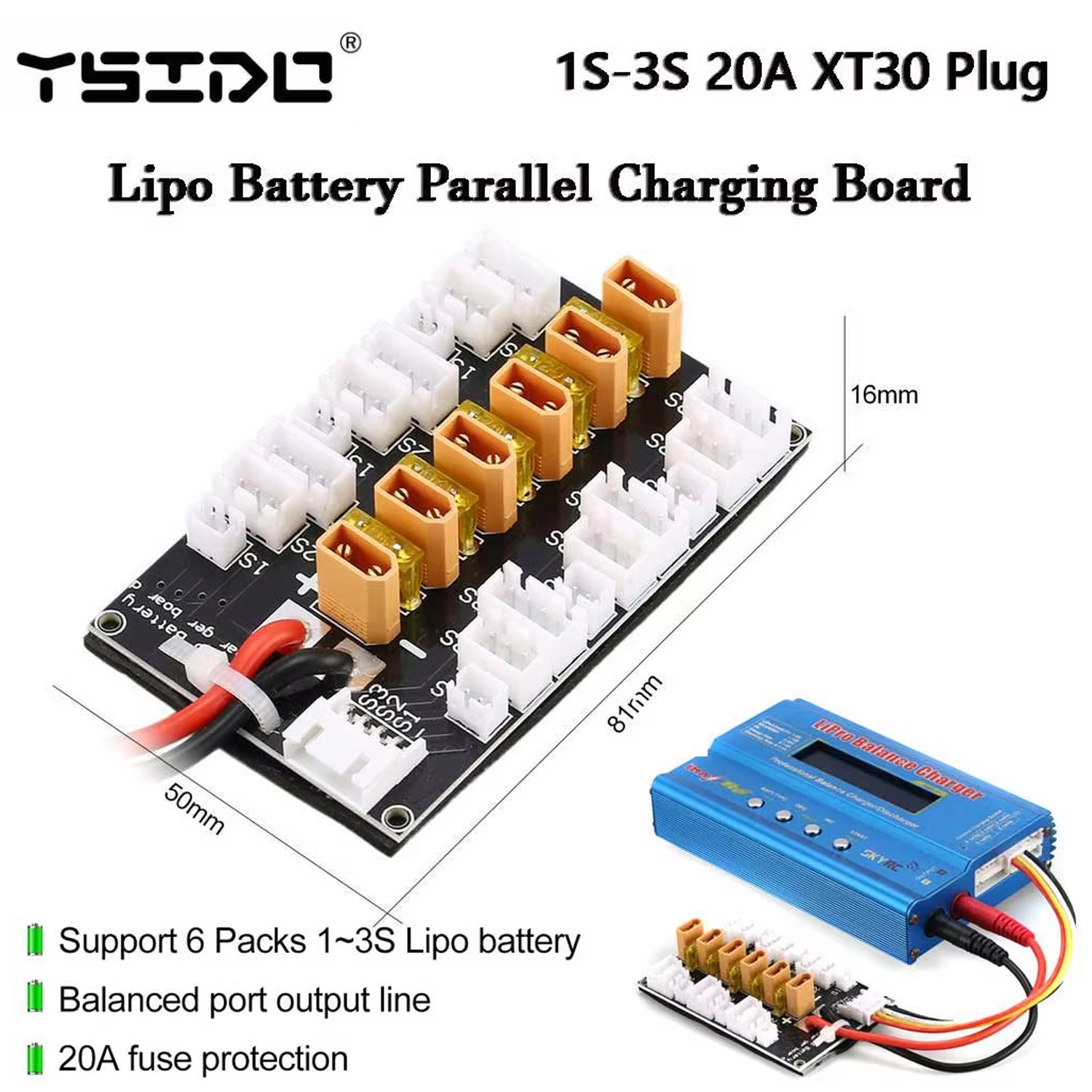YSIDO Lipo Battery Parallel Ch - Drone Battery Parallel Board reseña y precio