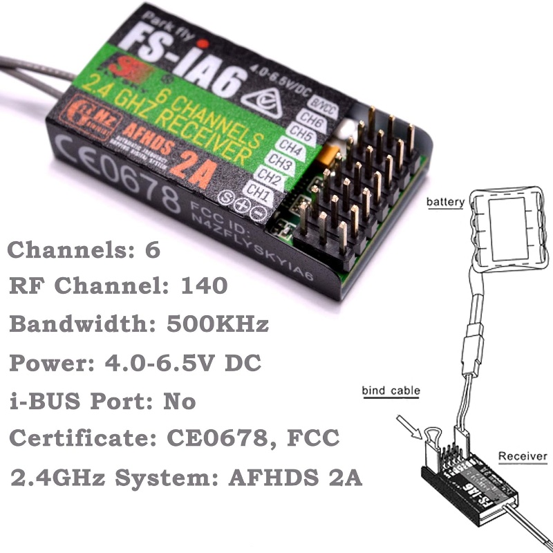 Flysky FS-IA6 Receiver 6CH Dua - Drone Battery Plate reseña y precio