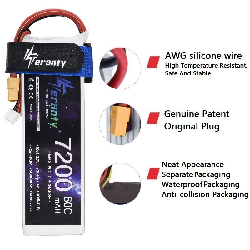 Upgrade 2S 7.4V 7200mAh 60C 6S - Drone Battery 6S reseña y precio