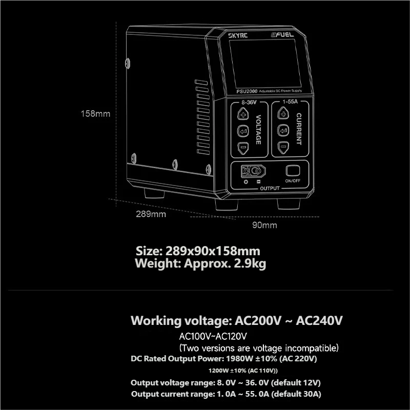 SKYRC PSU2000 1980W Adjustable - Drone Battery Charger reseña y precio