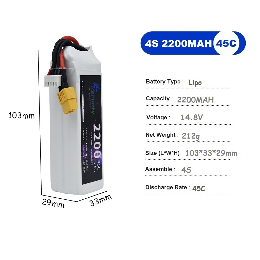 4S LiPo Battery 14.8V 1500mah  - Drone Battery 4S reseña y precio