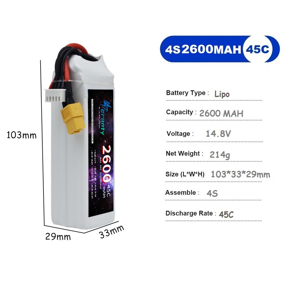 4S LiPo Battery 14.8V 1500mah  - Drone Battery 4S reseña y precio