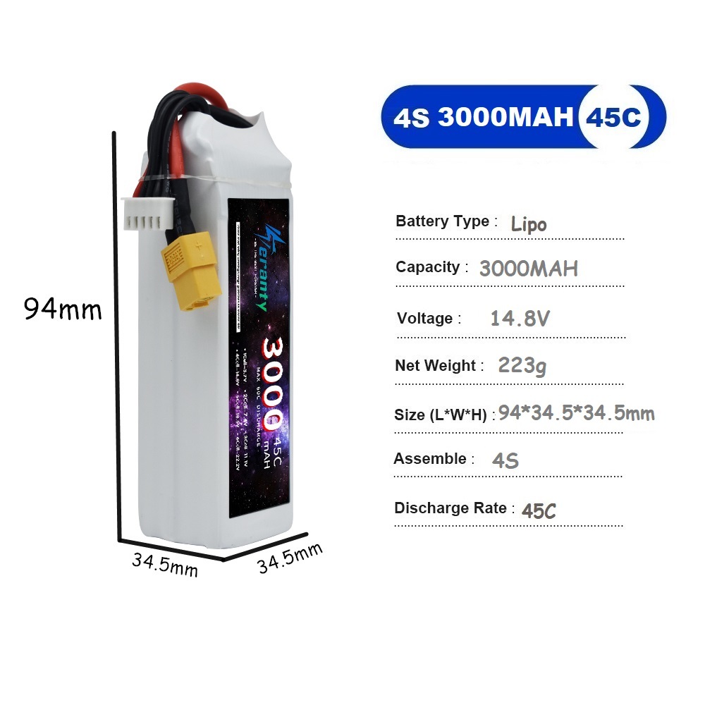 4S LiPo Battery 14.8V 1500mah  - Drone Battery 4S reseña y precio