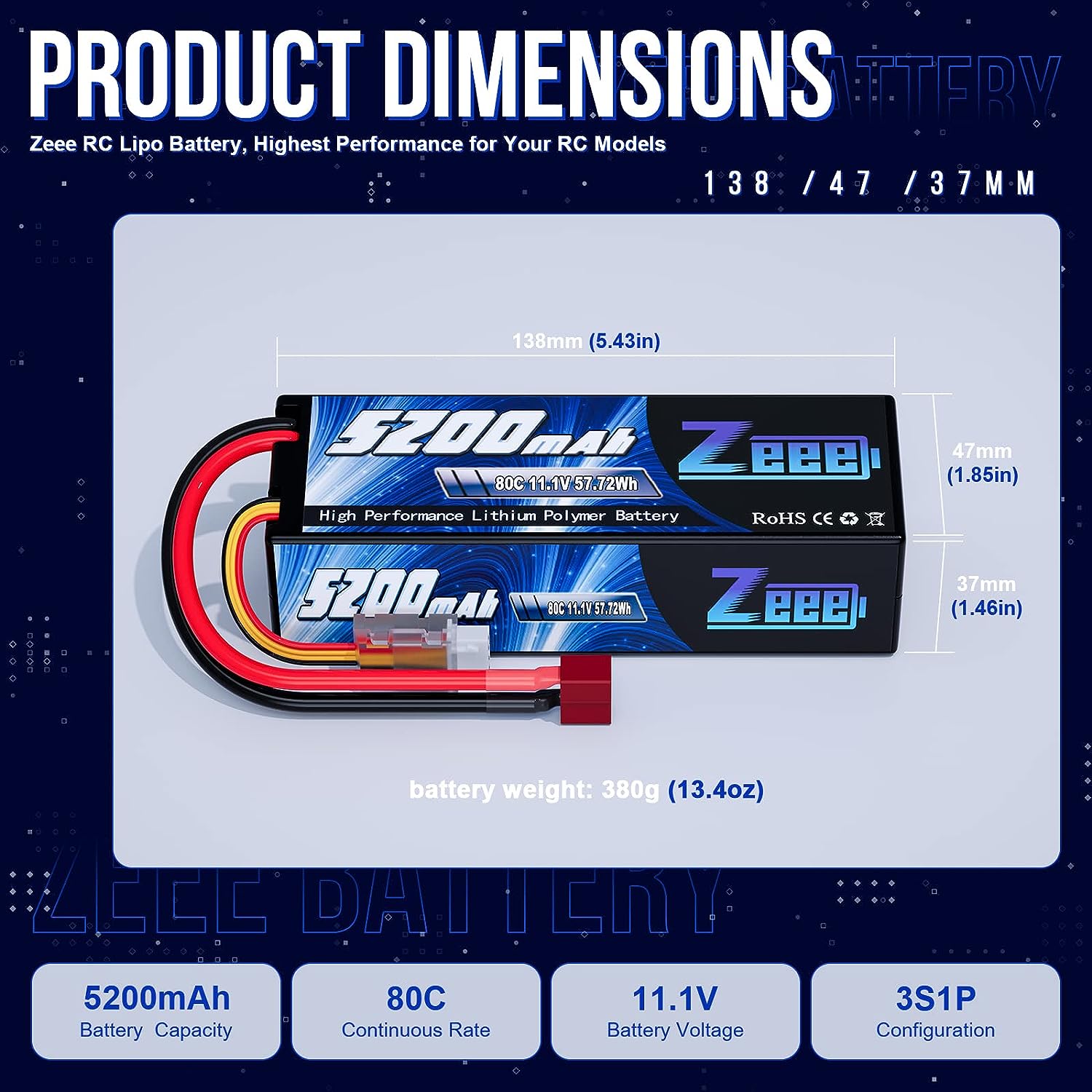 1/2pcs Zeee 3S 5200mAh Lipo Ba - Drone Battery 3S reseña y precio