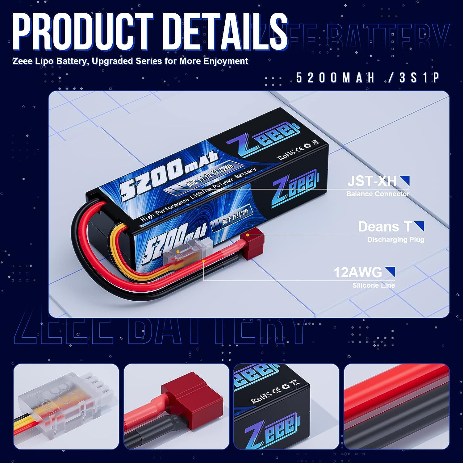 1/2pcs Zeee 3S 5200mAh Lipo Ba - Drone Battery 3S reseña y precio