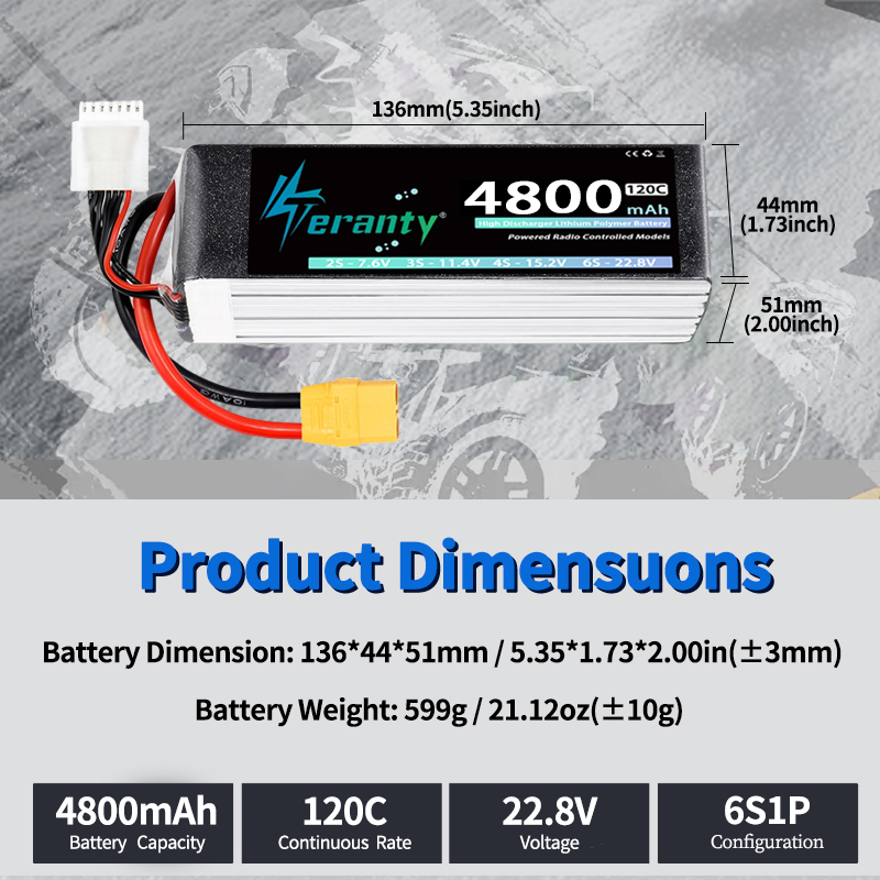 TERANTY 6S 4800mAh Lipo Batter - Drone Battery 6S reseña y precio