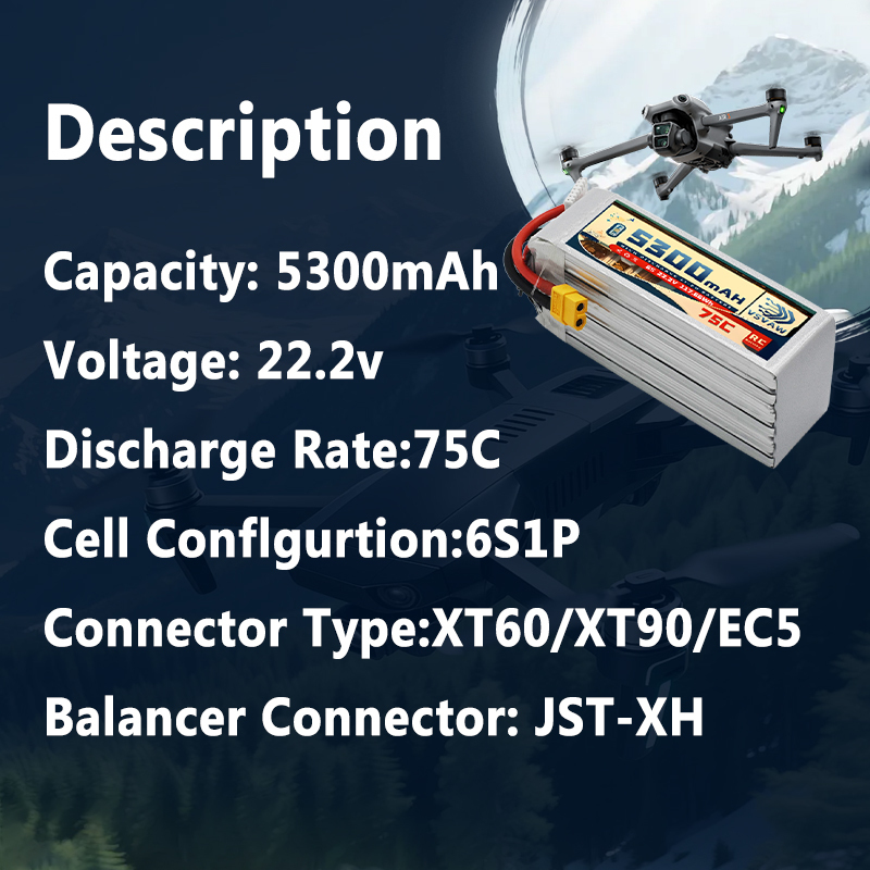 VSVAW 6S 5300mAh Lipo Battery  - Drone Battery Plate reseña y precio