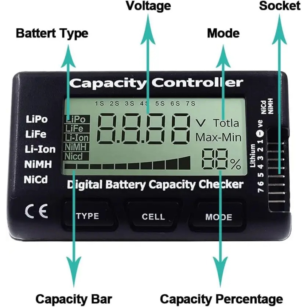 Handheld Battery Capacity Chec - Drone Battery Voltage Checker reseña y precio