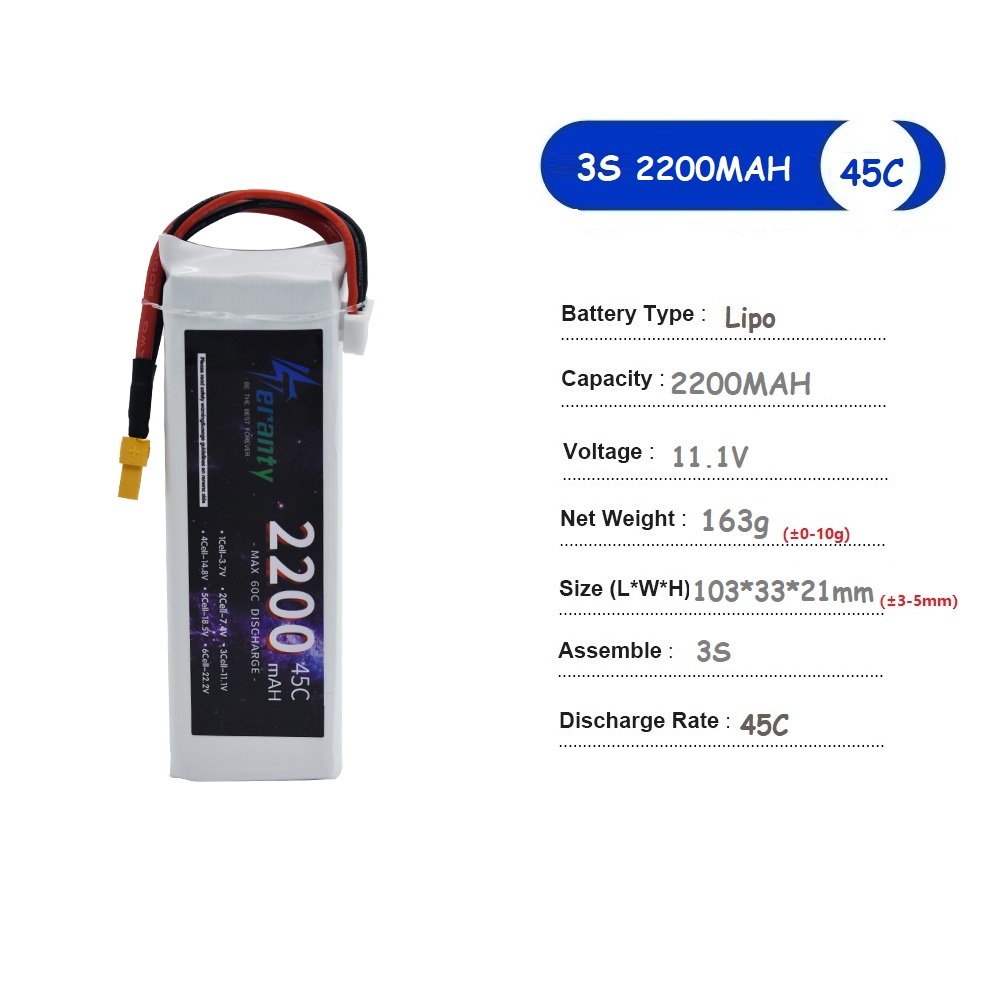 11.1V LiPo Battery 3S 1500mah  - Drone Battery 3S reseña y precio
