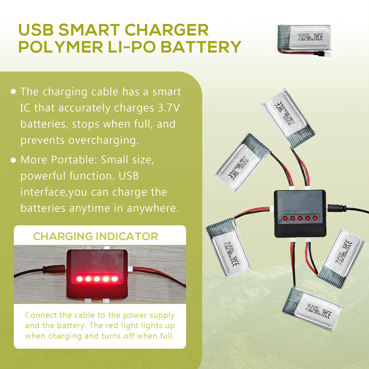 5Pcs 3.7V 500mAh LiPo Batterie - Drone Battery Balance Charger reseña y precio