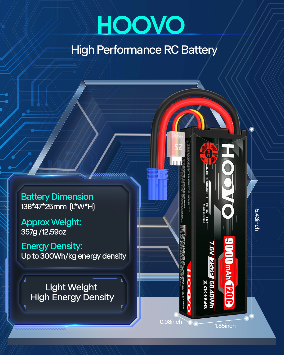 HOOVO 2S 9000mAh RC Battery 7. - Drone Battery High Voltage reseña y precio
