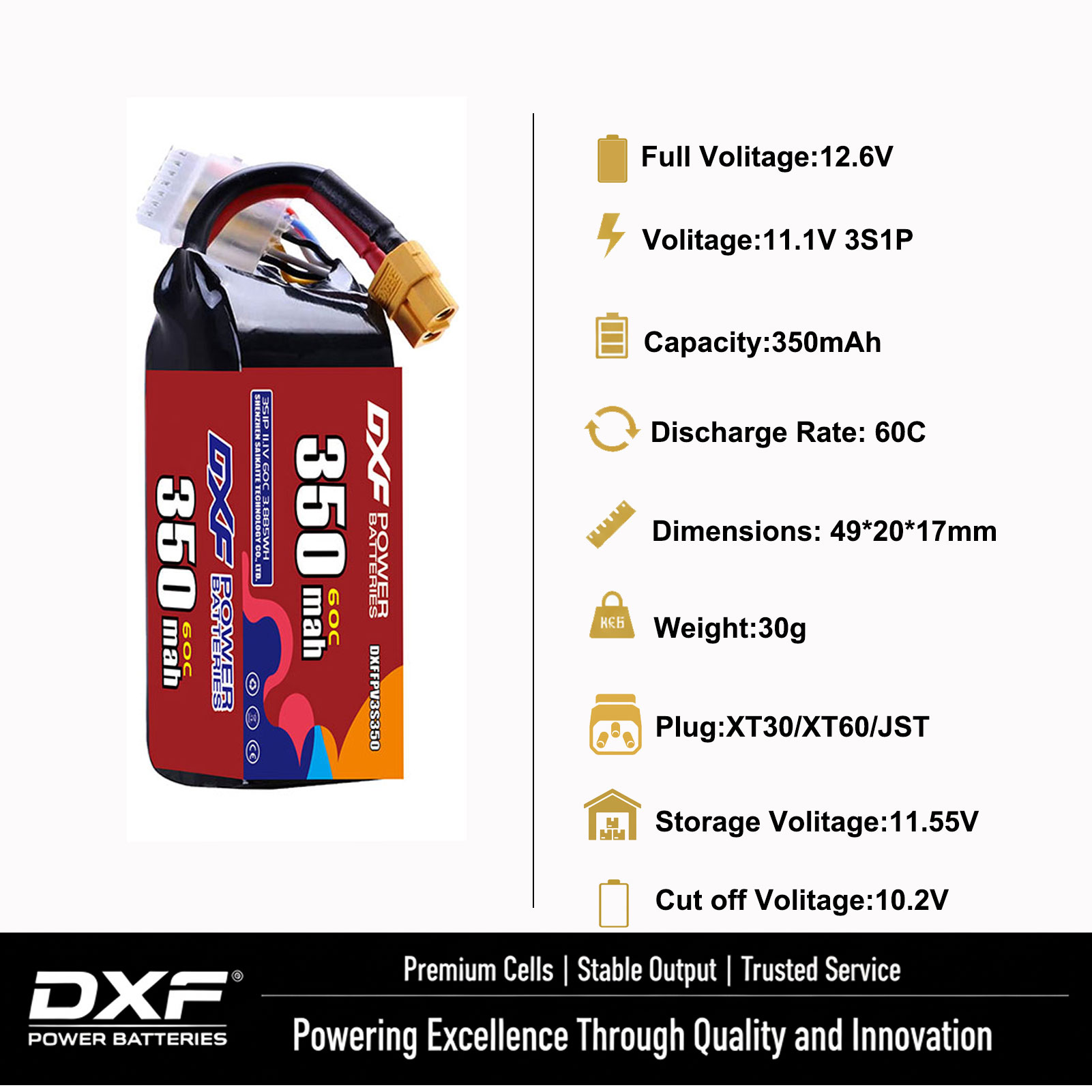 DXF Lipo 3S Battery 11.4V 1700 - Drone Battery 3S reseña y precio