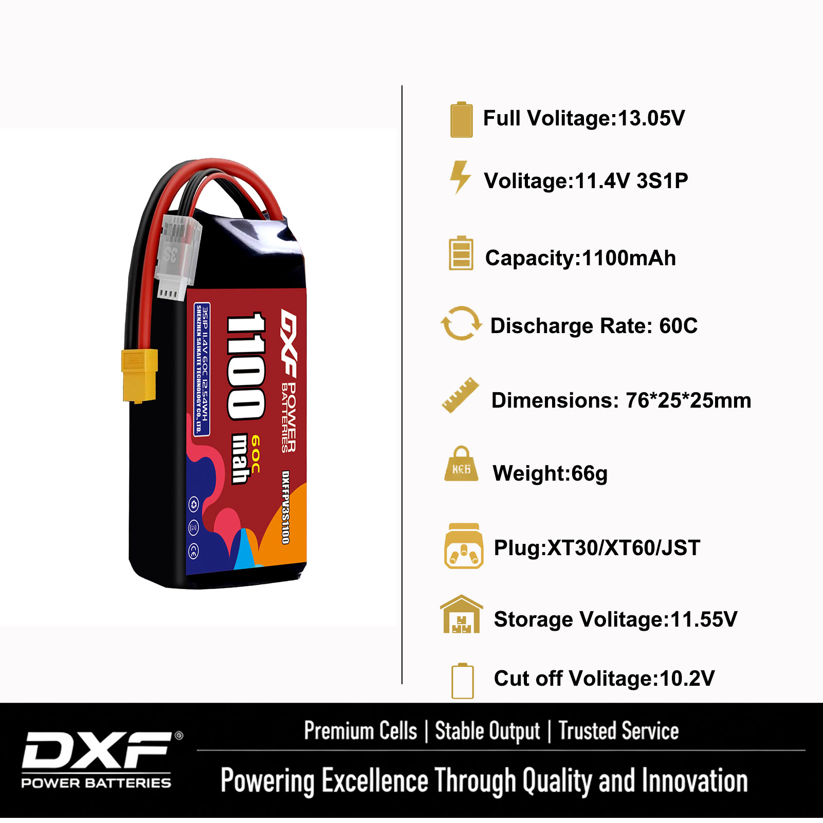 DXF Lipo 3S Battery 11.4V 1700 - Drone Battery 3S reseña y precio