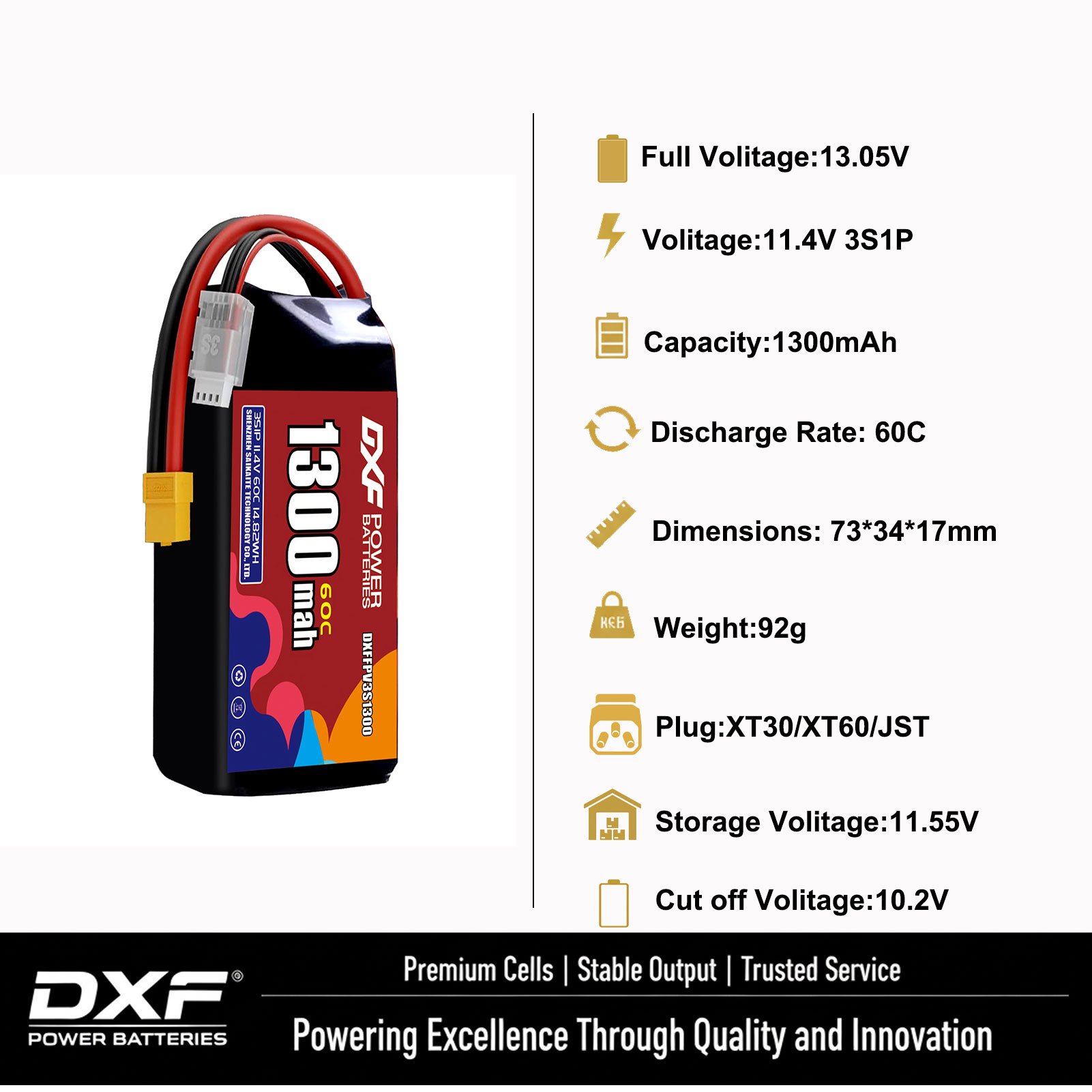 DXF Lipo 3S Battery 11.4V 1700 - Drone Battery 3S reseña y precio